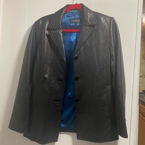 black leather jacket